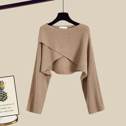 Angela | Damen Winter Kurzer Pullover & Hosen-Set