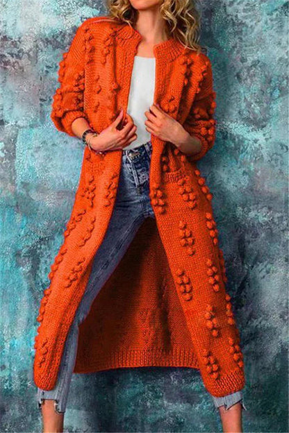 Sarah | Damen Winter Strick-Cardigan Lang mit Quasten