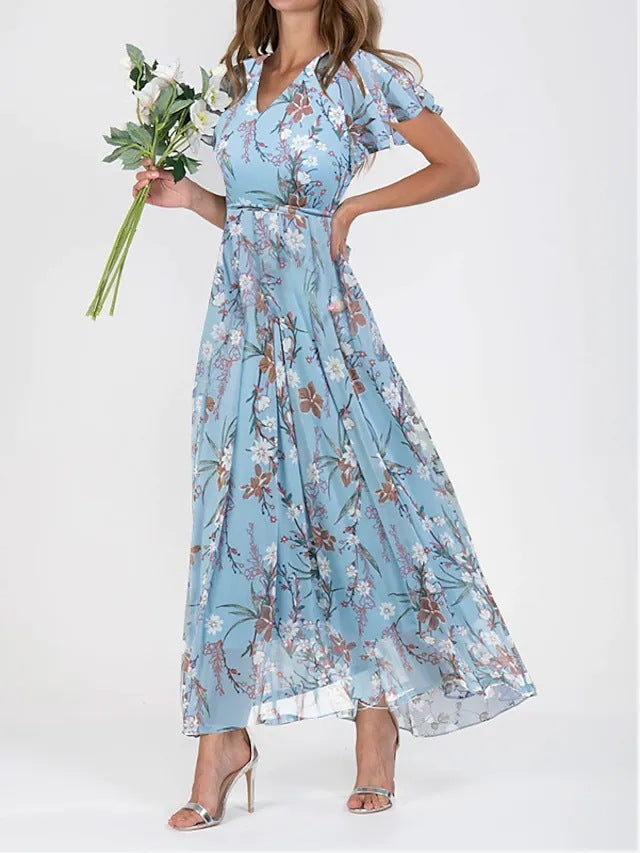 Britta | Damen Sommer Maxi Kleid mit Blumenmuster