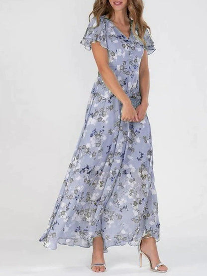 Britta | Damen Sommer Maxi Kleid mit Blumenmuster