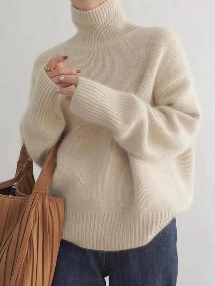 Nadine | Damen Winter Rollkragen Oversize Pullover