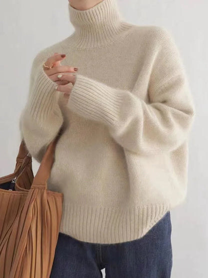 Nadine | Damen Winter Rollkragen Oversize Pullover
