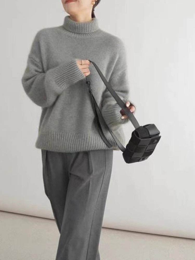 Nadine | Damen Winter Rollkragen Oversize Pullover