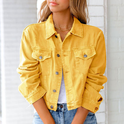 Bettina | Damen Winter Cropped Denim Jacke
