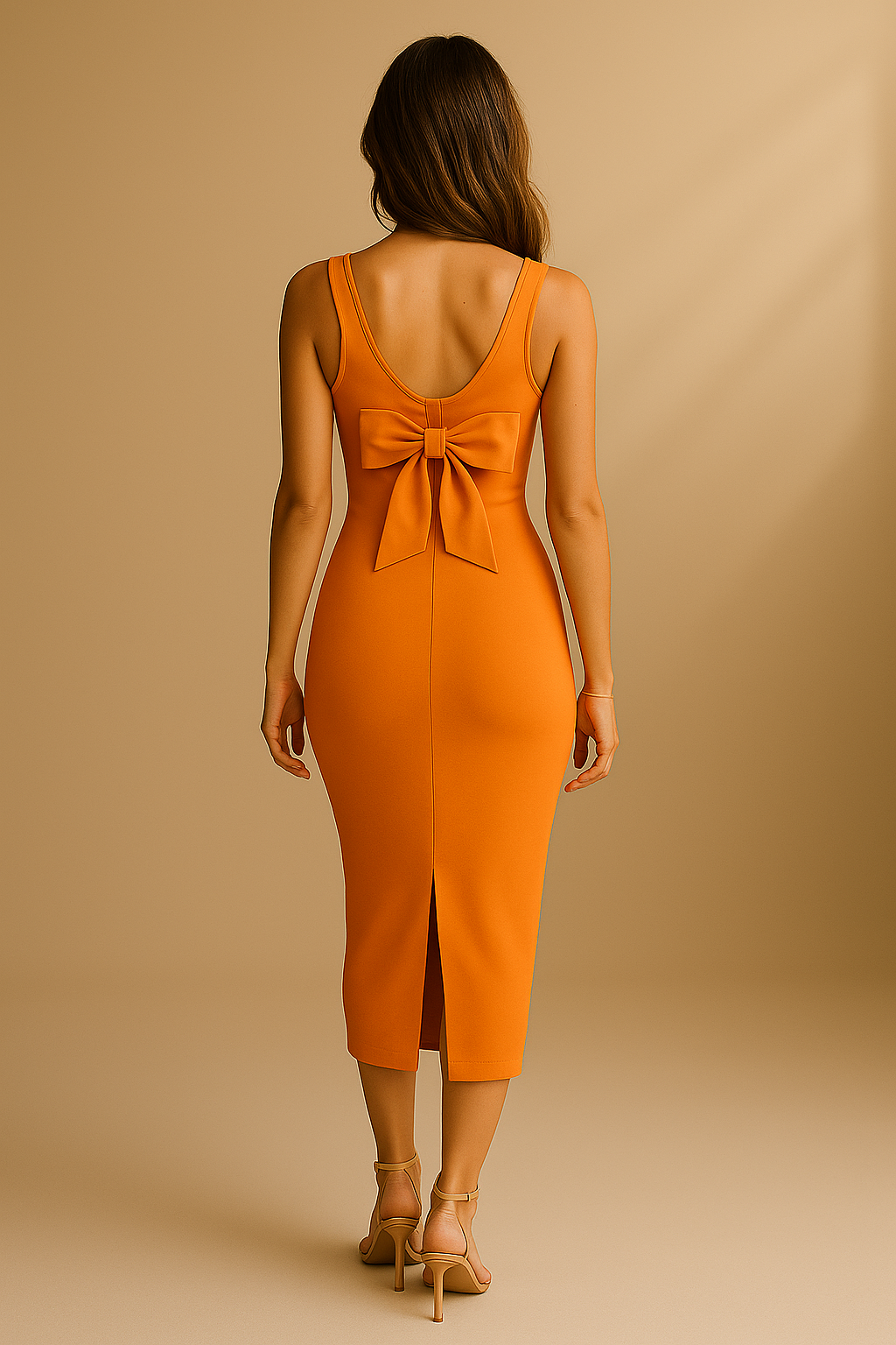 Orangenes Bodycon-Kleid mit Trägern – figurbetont und für warme Tage