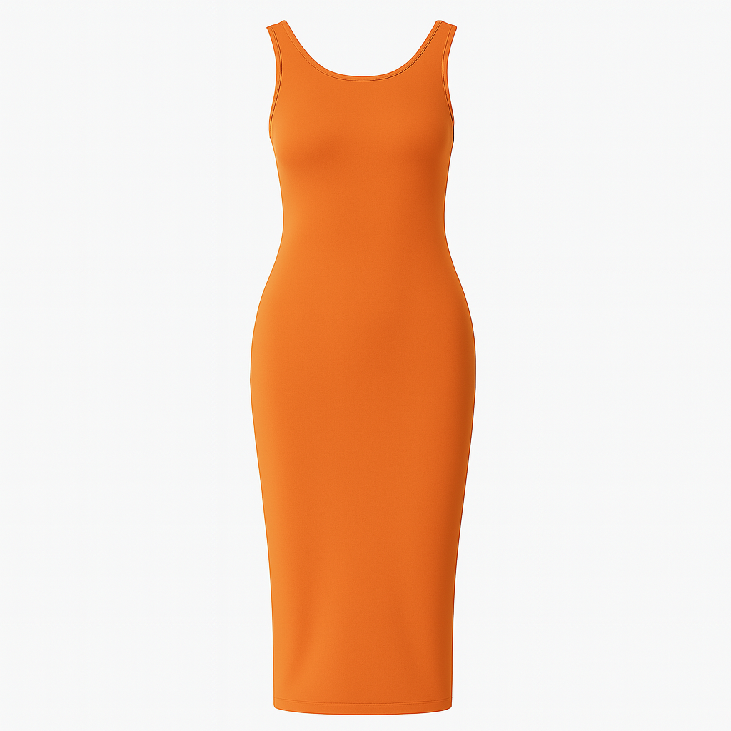Orangenes Bodycon-Kleid mit Trägern – figurbetont und für warme Tage