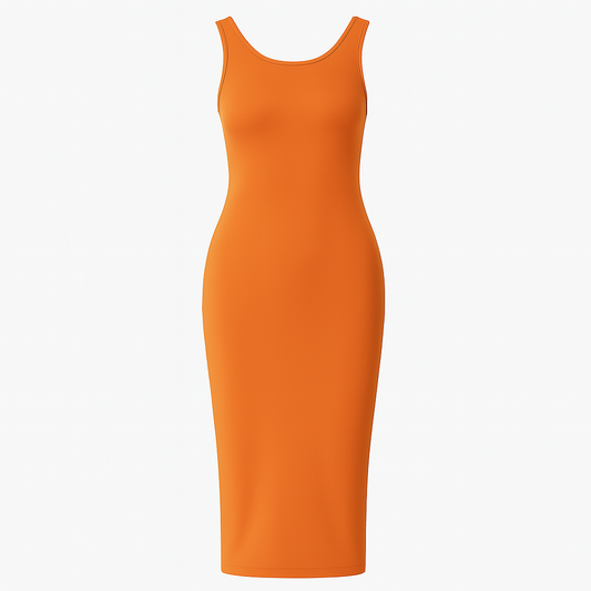 Orangenes Bodycon-Kleid mit Trägern – figurbetont und für warme Tage