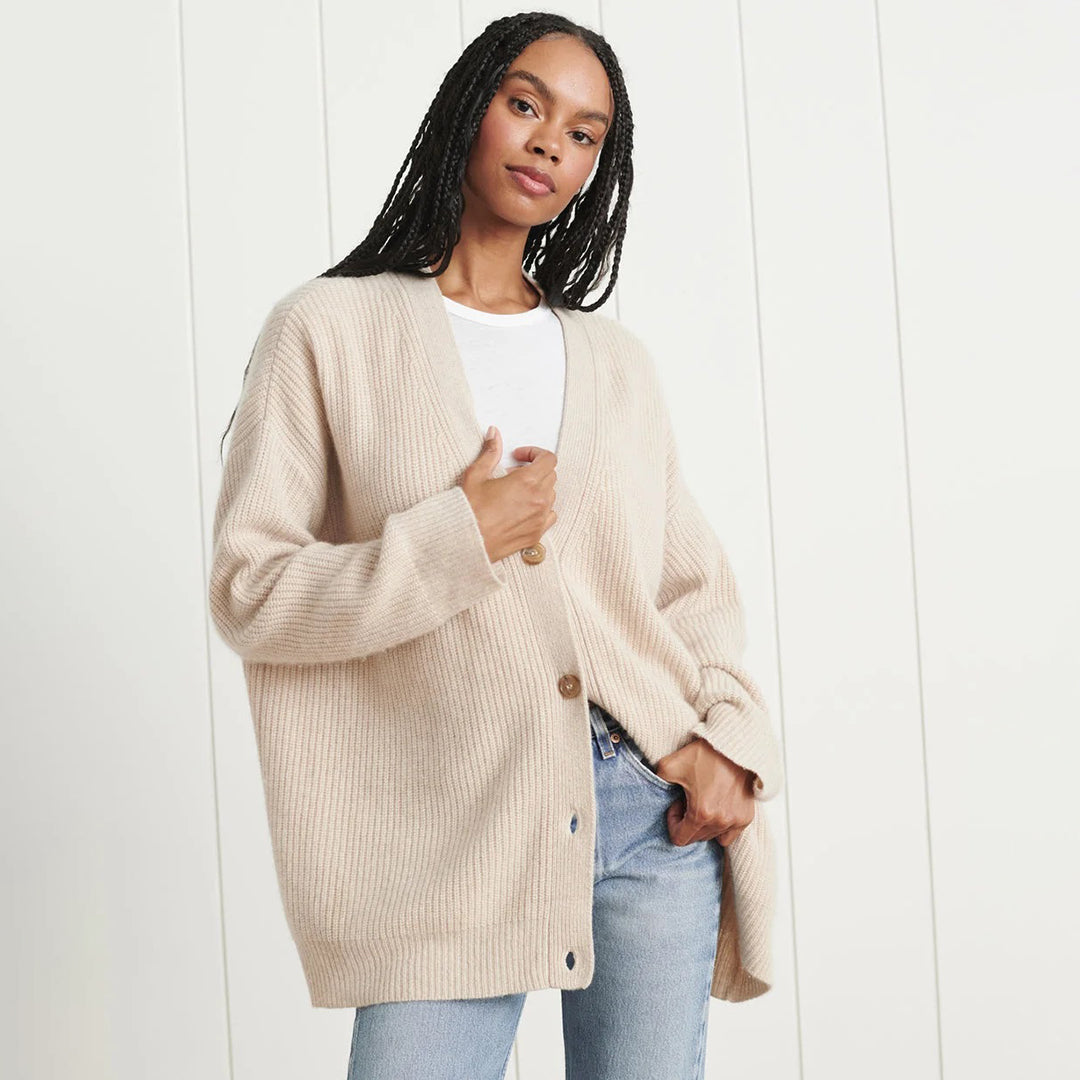 Carolin | Damen Grobstrick Cardigan mit Knöpfen