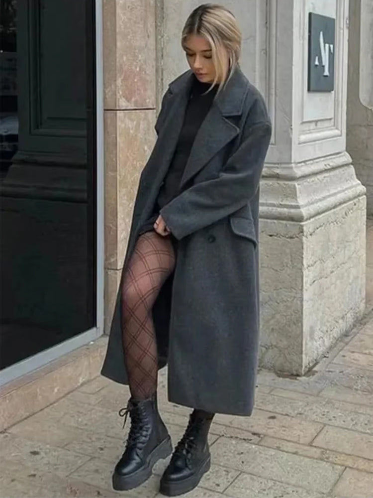 Katharina | Damen Eleganter Doppelreihiger Wollmantel