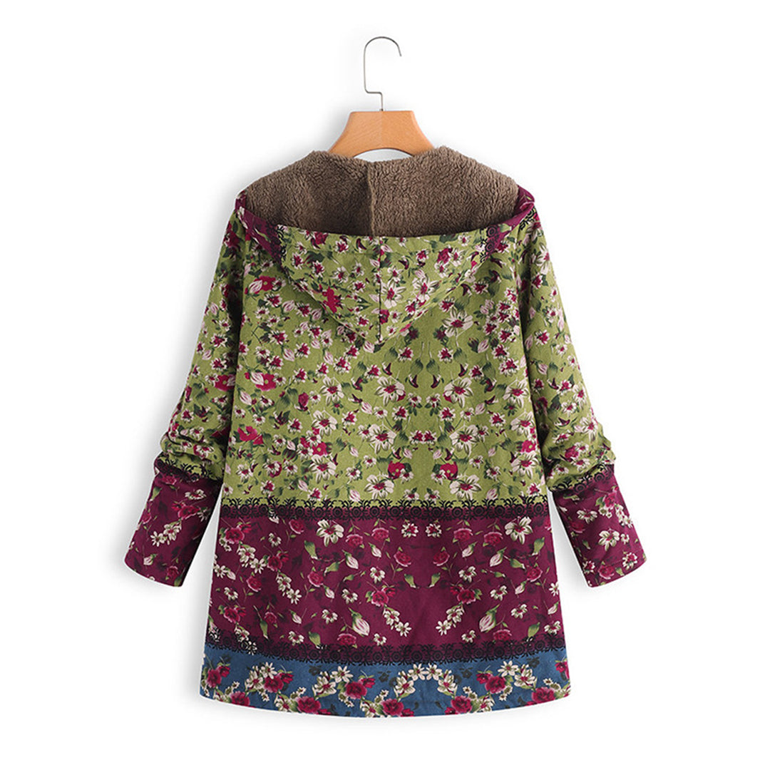 Edith | Damen Blumenmuster Kapuzenmantel