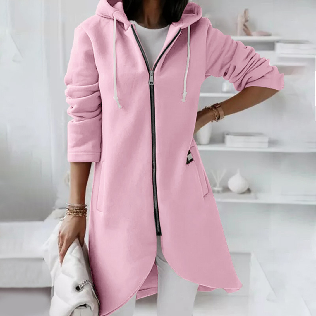Claudia | Damen Oversized Kapuzen Cardigan mit Reißverschluss