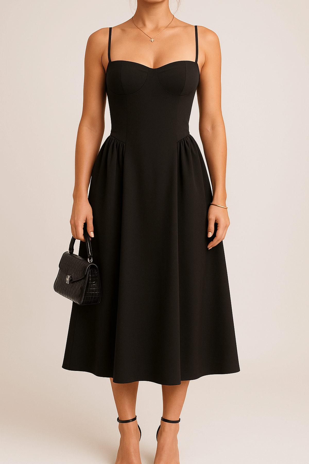 Karin | Damen modernes ärmelloses Midikleid