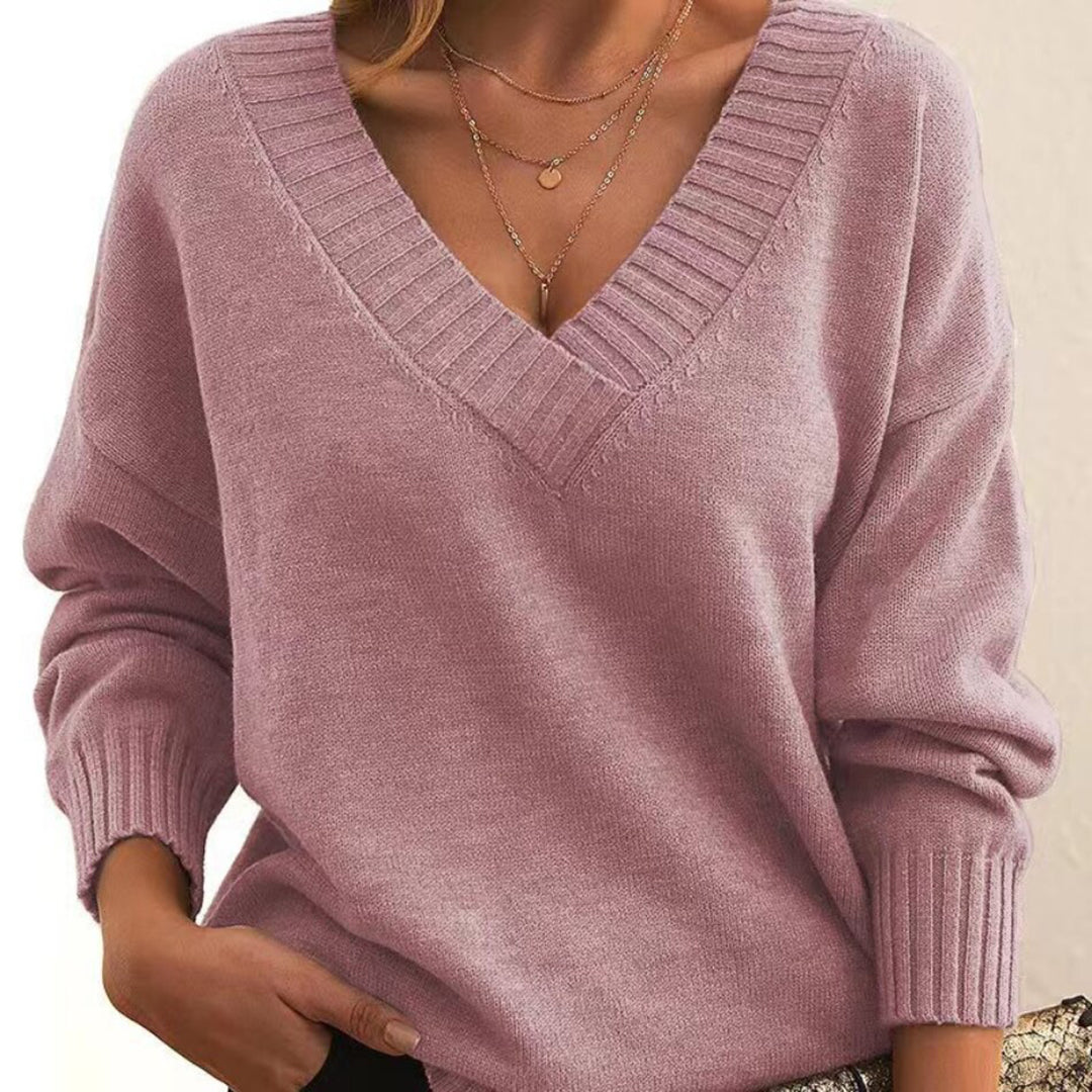 Dorothea | Damen Winter Strickpullover mit V-Ausschnitt