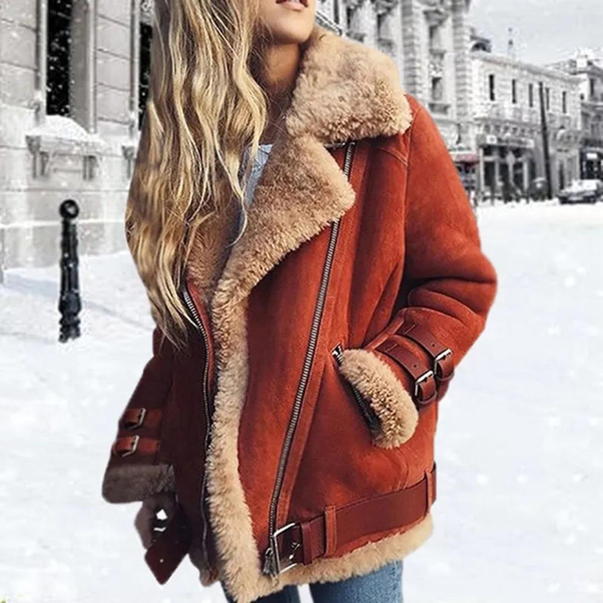 Edith | Damen Winterjacke aus Wildleder mit Schaffellfutter
