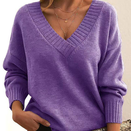 Dorothea | Damen Winter Strickpullover mit V-Ausschnitt