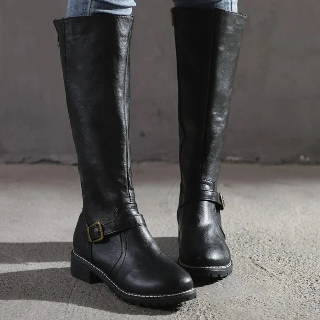 Andrea | Damen Winter Kniehohe Stiefeletten mit Schnalle