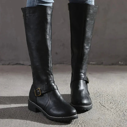 Andrea | Damen Winter Kniehohe Stiefeletten mit Schnalle