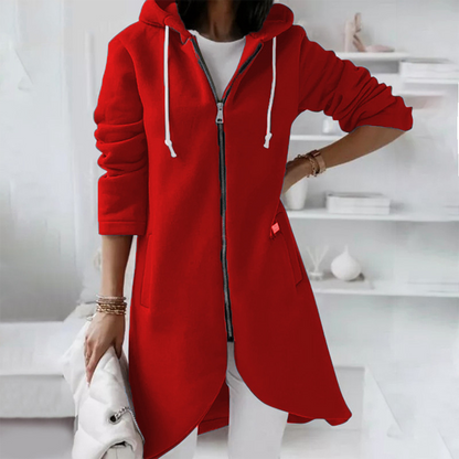 Claudia | Damen Oversized Kapuzen Cardigan mit Reißverschluss