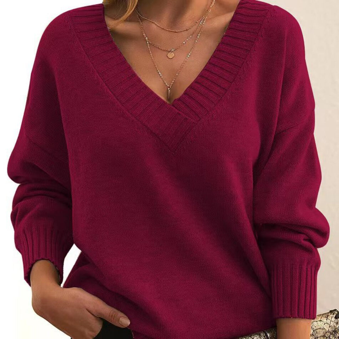 Dorothea | Damen Winter Strickpullover mit V-Ausschnitt