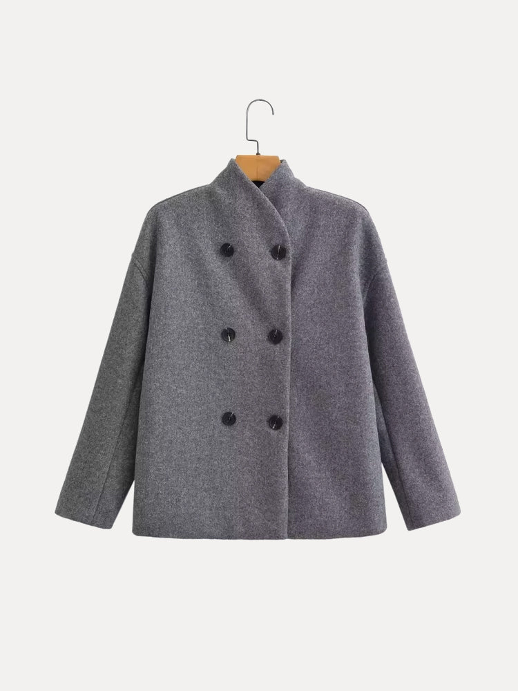 Magdalena | Doppelreihiger Wollmix Mantel Damen