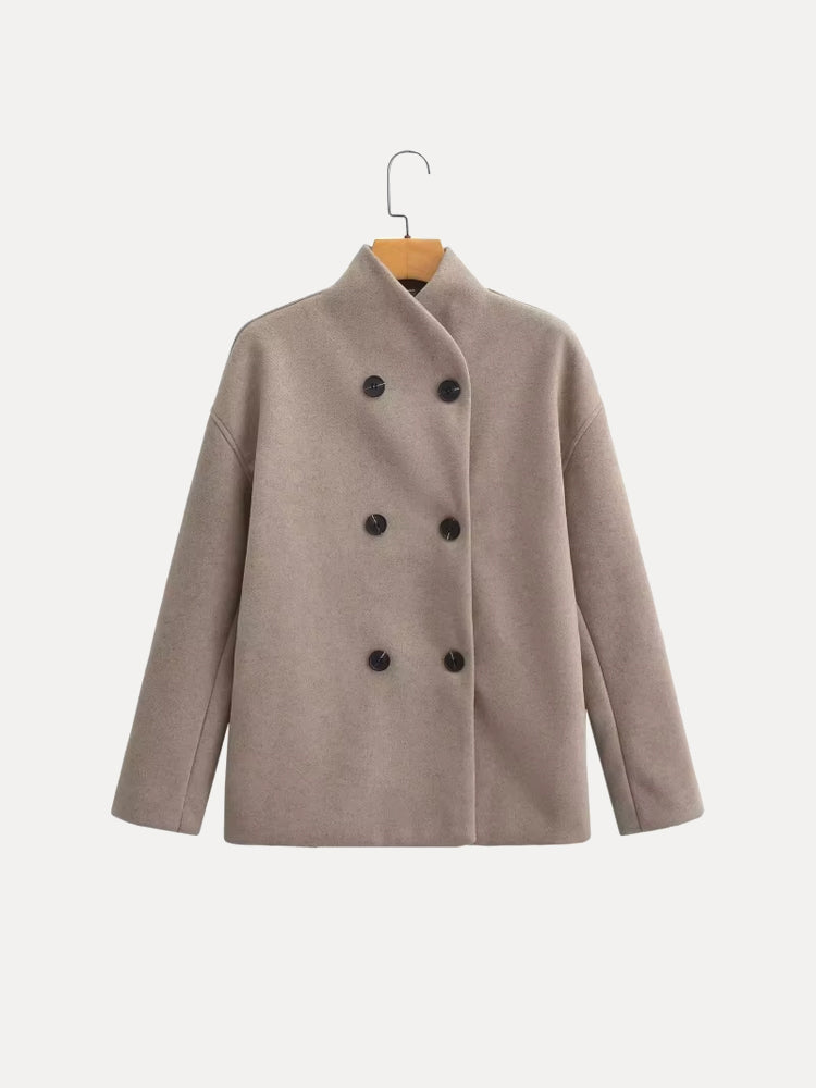 Magdalena | Doppelreihiger Wollmix Mantel Damen