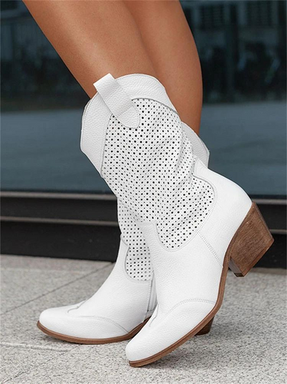 Elke | Damen Perforierte Western Winterstiefel