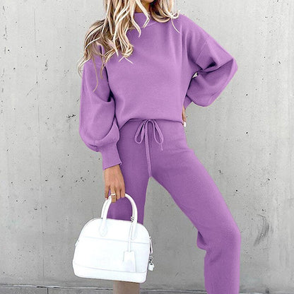 Katharina | Weiches Strick Lounge Set mit Kordelzug Taille Damen