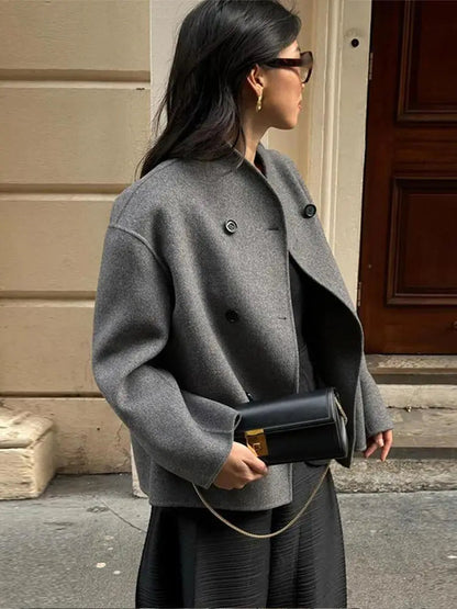 Magdalena | Doppelreihiger Wollmix Mantel Damen