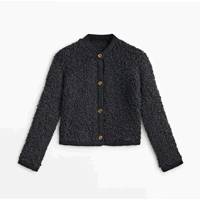 Kerstin | Schicke Flauschige Strickjacke mit Knopfverschluss