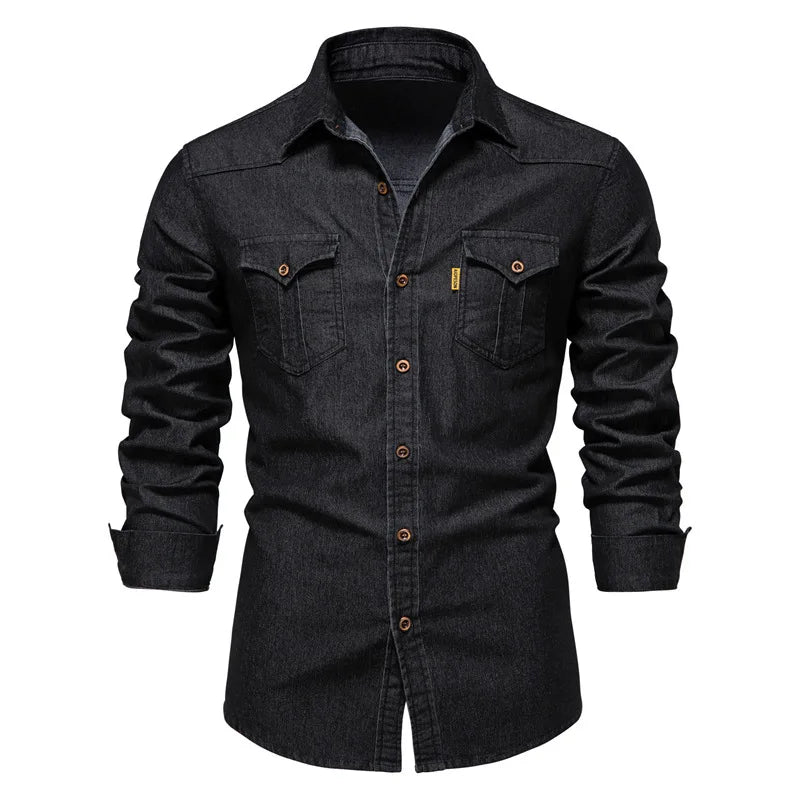 Hans | Herren Lässiges Denim-Button-Up-Hemd