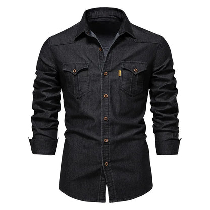 Hans | Herren Lässiges Denim-Button-Up-Hemd