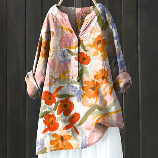 Greta | Damen Locker sitzende Sommerbluse mit Blumenmuster