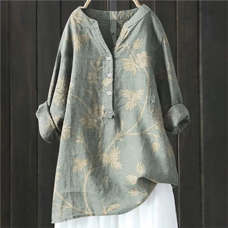 Greta | Damen Locker sitzende Sommerbluse mit Blumenmuster