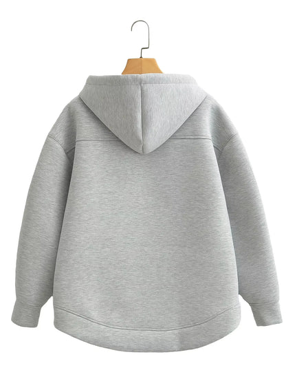 Angela | Damen Kapuzenpullover mit Fronttasche und Reißverschluss