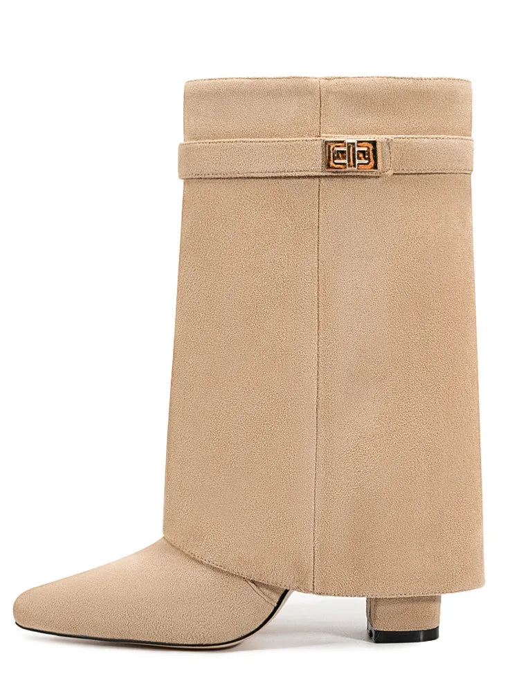 Petra | Damen Leder Oberschenkelhohe Stiefel mit Schnalle