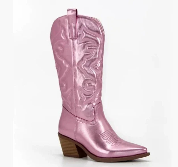 Elfriede | Damen Leder Kniehohe Stiefel mit Absätzen