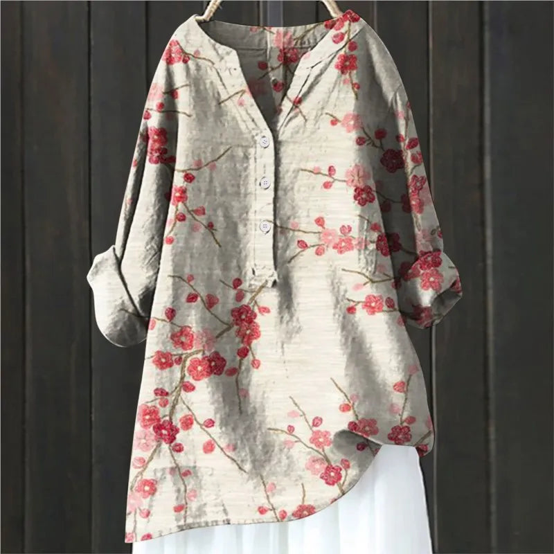 Greta | Damen Locker sitzende Sommerbluse mit Blumenmuster