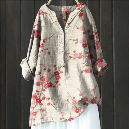 Greta | Damen Locker sitzende Sommerbluse mit Blumenmuster