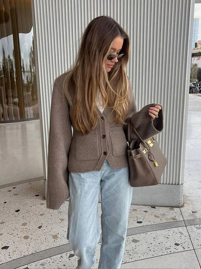 Carmen | Damen Knopf-Front Strickcardigan