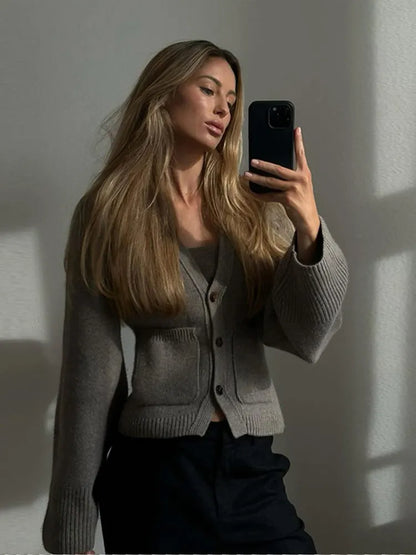 Carmen | Damen Knopf-Front Strickcardigan