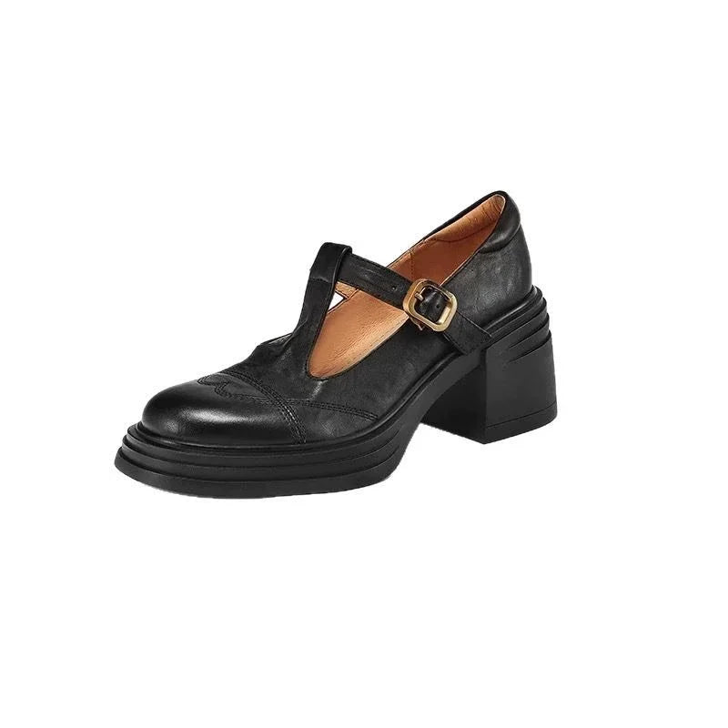 Johanna | Klassische Damen Leder T-Riemchen Schuhe