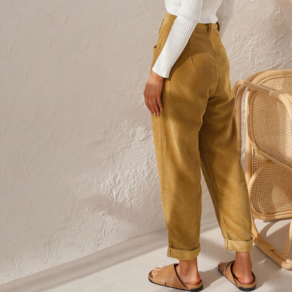 Jessica | Damen Winter Cordhose mit Hohem Bund