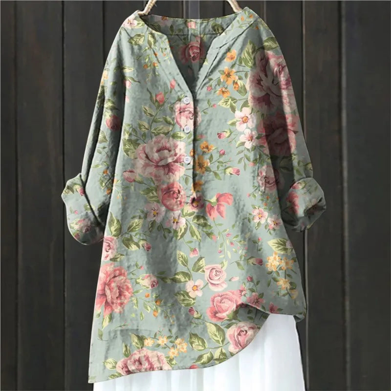 Greta | Damen Locker sitzende Sommerbluse mit Blumenmuster