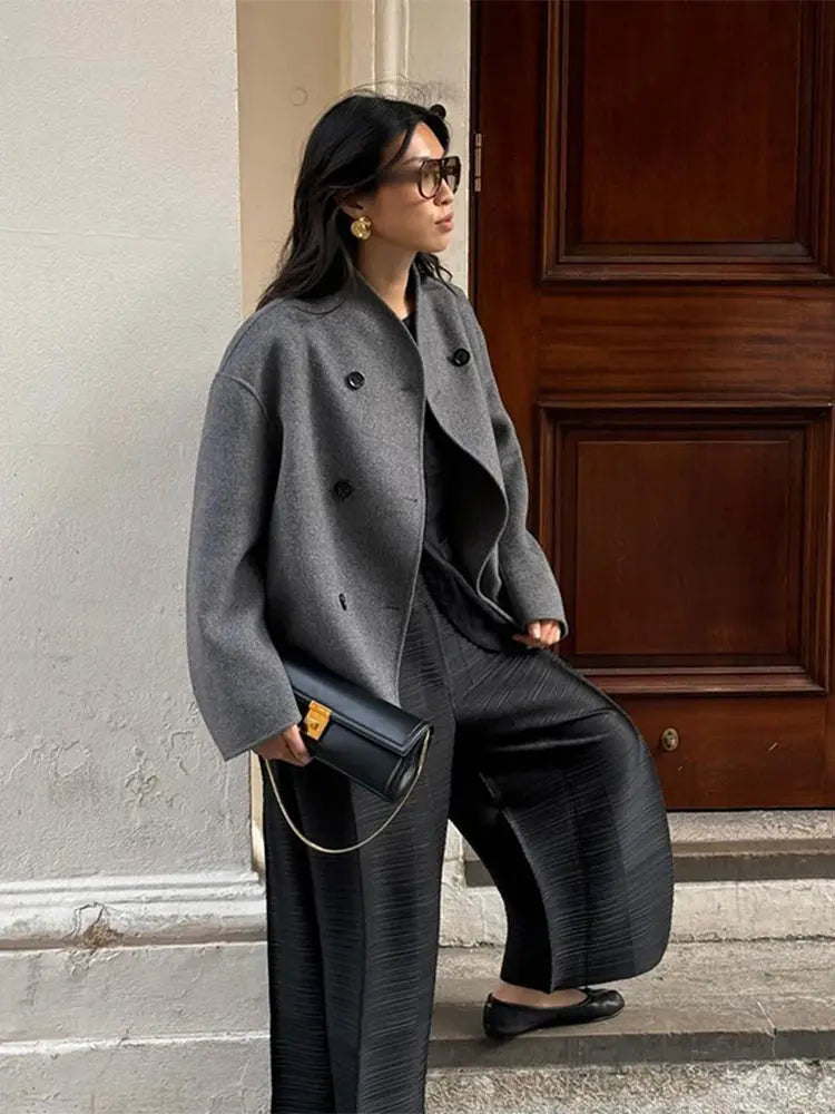 Magdalena | Doppelreihiger Wollmix Mantel Damen
