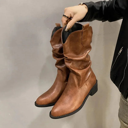 Franziska | Damen Leder Kniehohe Stiefel mit Absätzen