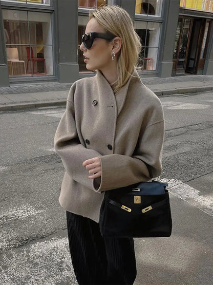 Magdalena | Doppelreihiger Wollmix Mantel Damen