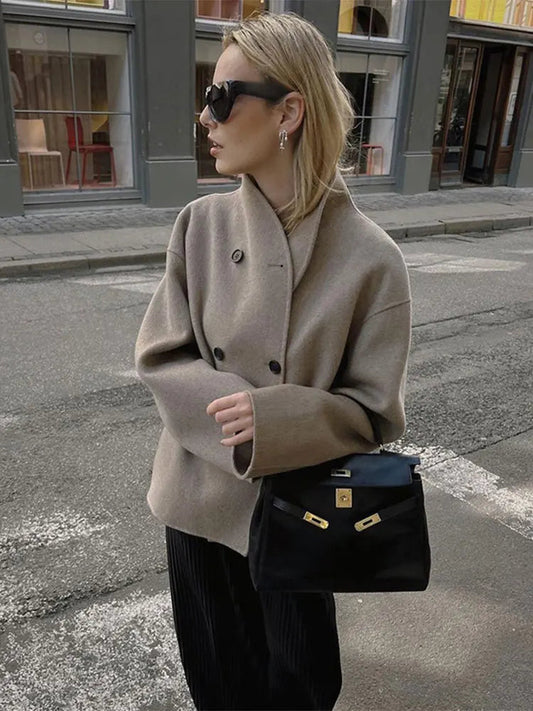 Magdalena | Doppelreihiger Wollmix Mantel Damen