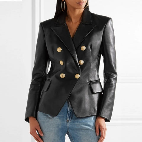 Annika | Damen Winter Zweireihige Blazerjacke