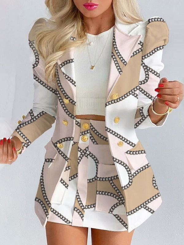 Anna | Damen-Doppelreihiger Modeblazer mit Puffärmeln