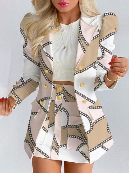 Anna | Damen-Doppelreihiger Modeblazer mit Puffärmeln